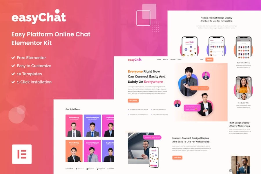 EasyChat - Kit de plantillas Elementor para el inicio de aplicaciones en línea