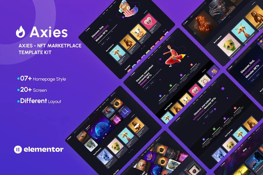 Axies — Template Kit de NFT Porfolio Elementor