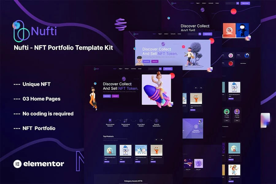 Nufti - Template Kit NFT Collections Elementor