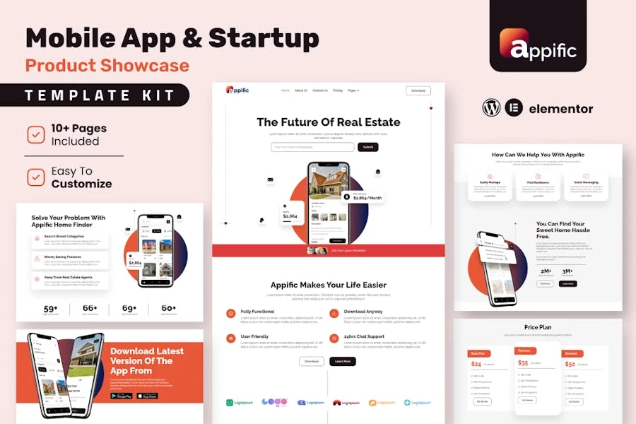 Appific - Kit de plantillas Elementor para presentaciones de aplicaciones