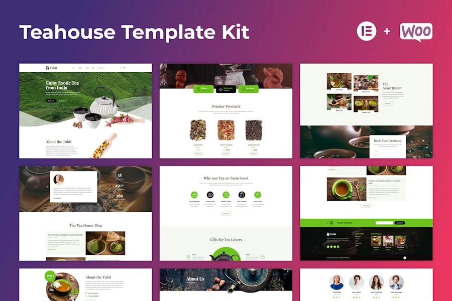 Tabit — Kit de plantillas Elementor para casas de té y tiendas de té