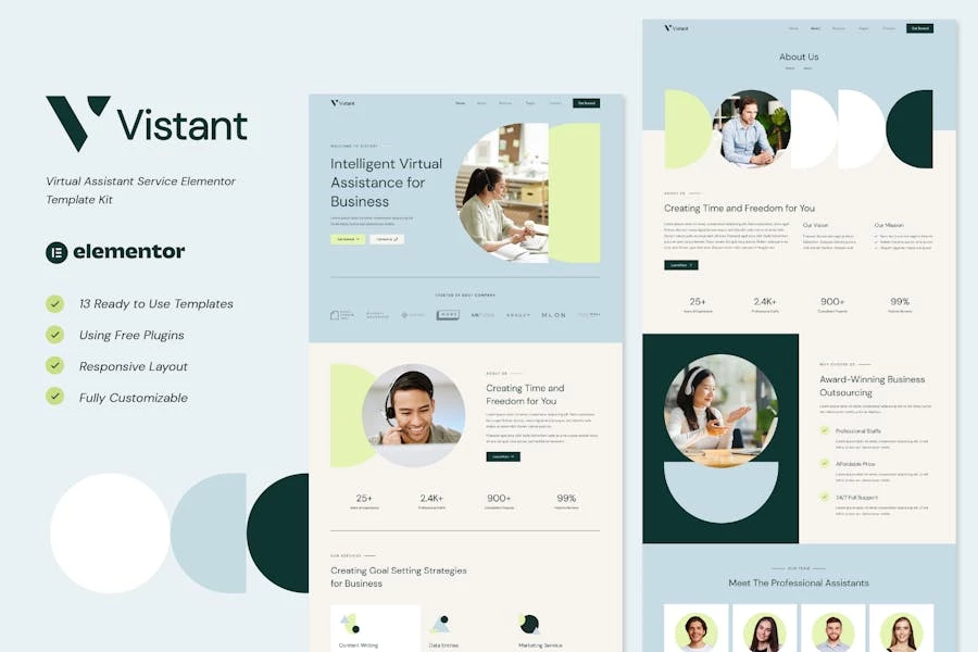 Vistant - Template Kit Elementor del servicio de asistente virtual