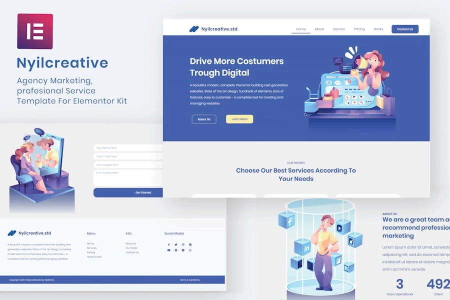 Nyil - Kit de plantillas Elementor para agencias de negocios