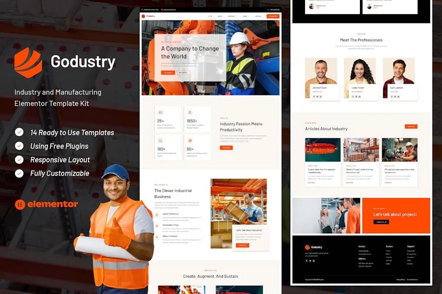 Godustry - Template Kit Elementor para industria y fabricación