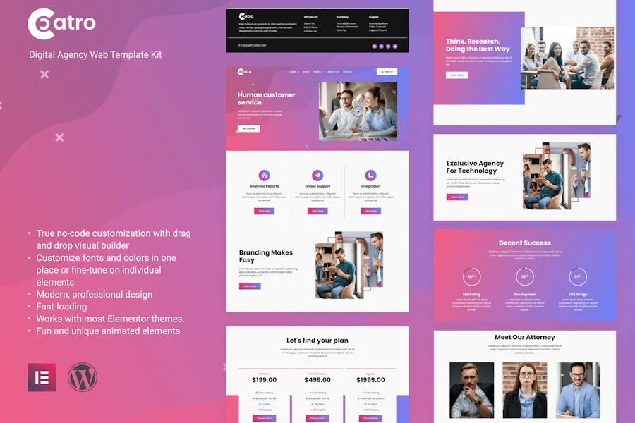 Coatro - Kit de plantillas Elementor para agencias digitales
