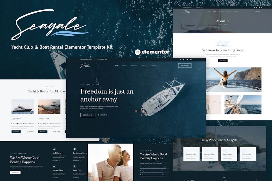 Seagale - Template Kit Elementor para club de yates y alquiler de barcos