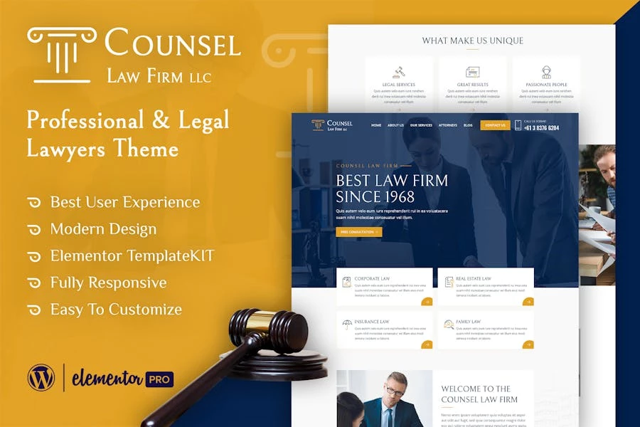Asesor - Template Kit Elementor de bufete