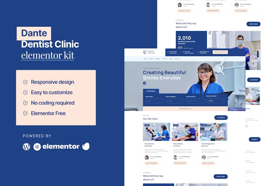 Dante - Template Kit Elementor para dentistas y clínicas dentales