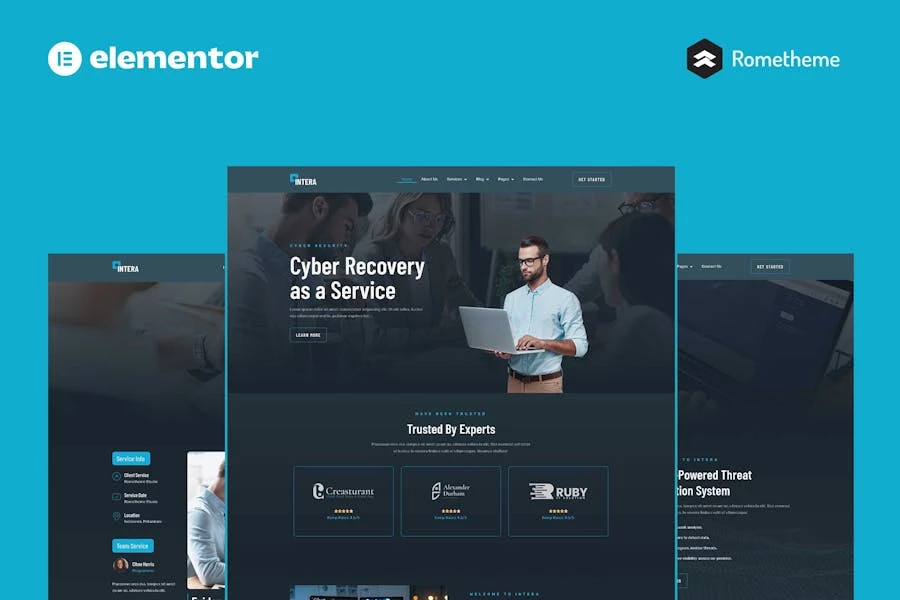Intera - Kit completo de plantillas de sitio de Cybersecurity Elementor Pro
