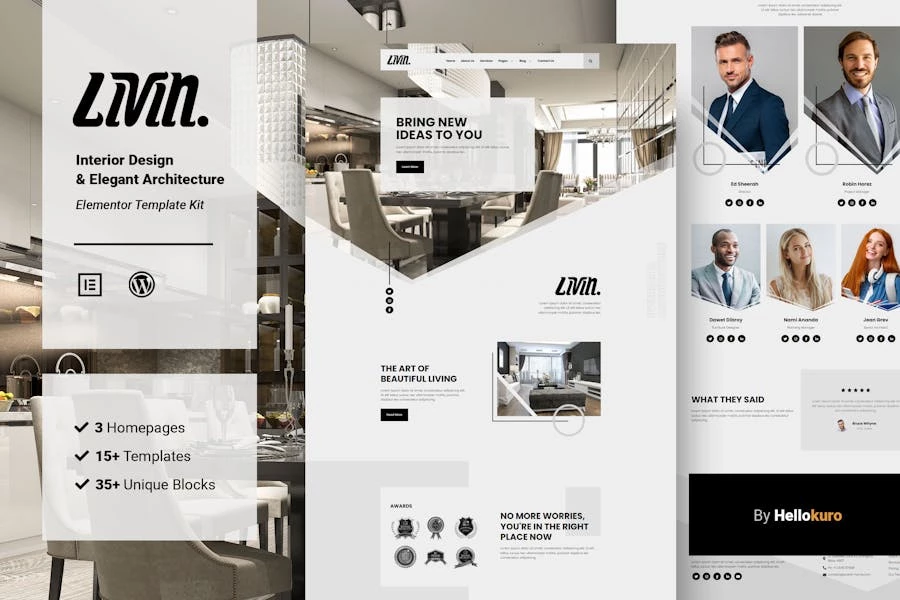 Livin - Template Kit Elementor de diseño de interiores y arquitectura