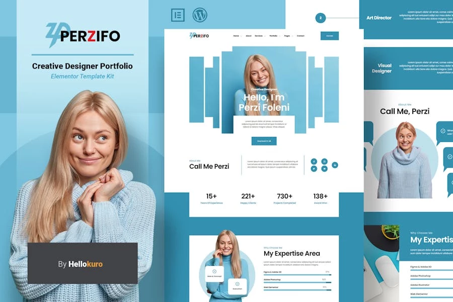 Perzifo - Kit de Plantillas Elementor para Porfolio de Diseñadores Creativos