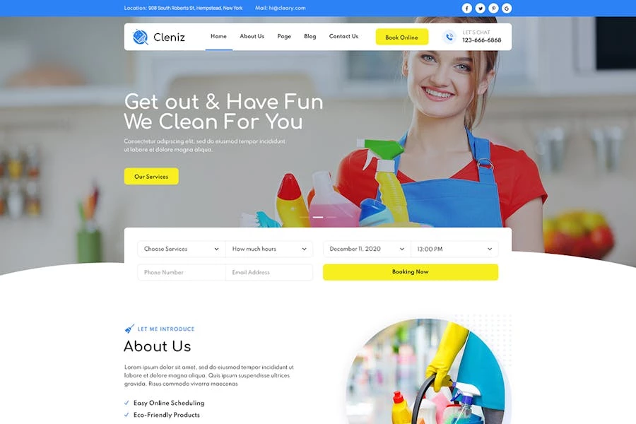 Cleniz - Template Kit Elementor para servicios de limpieza