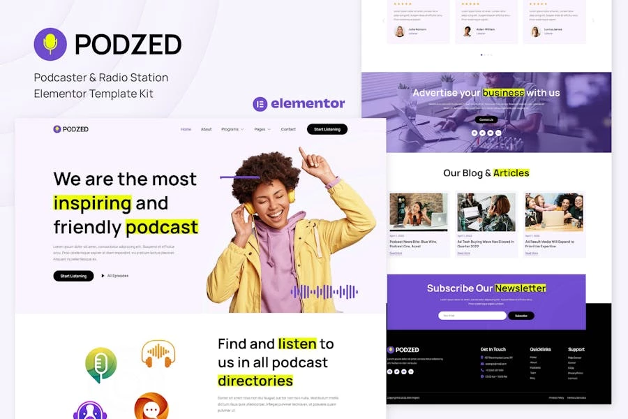 Podzed - Template Kit Elementor para podcaster y estación de radio