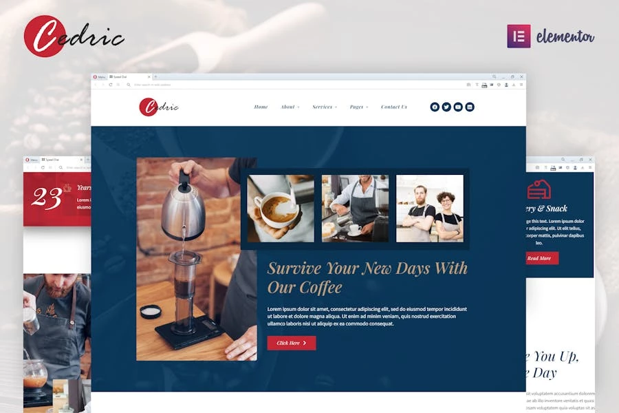 Cedric - Template Kit Elementor para café y bebidas