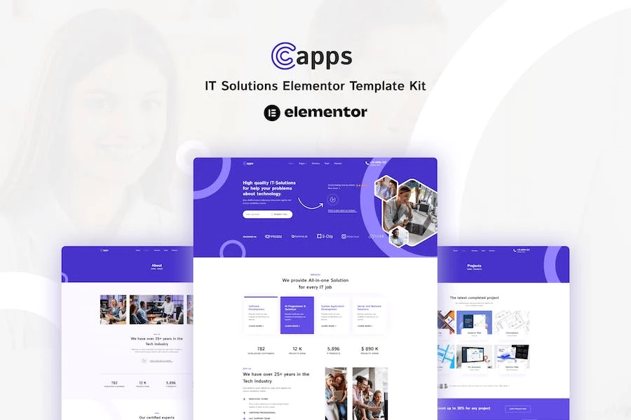Capps - Kit de plantillas Elementor para soluciones de TI