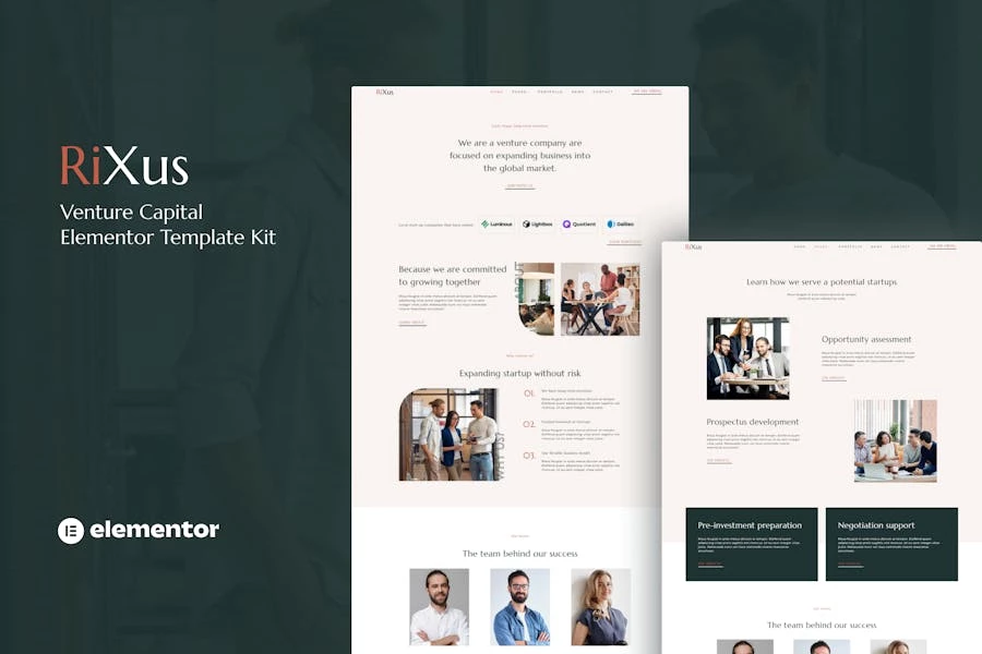 RiXus - Template Kit Elementor de capital riesgo