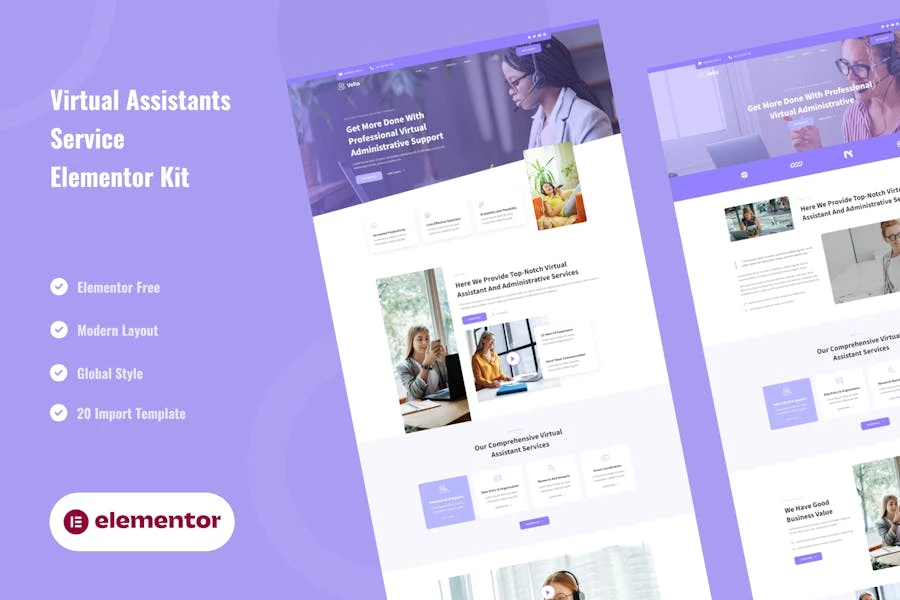 Veha - Template Kit para asistente virtual y Elementor administrativo