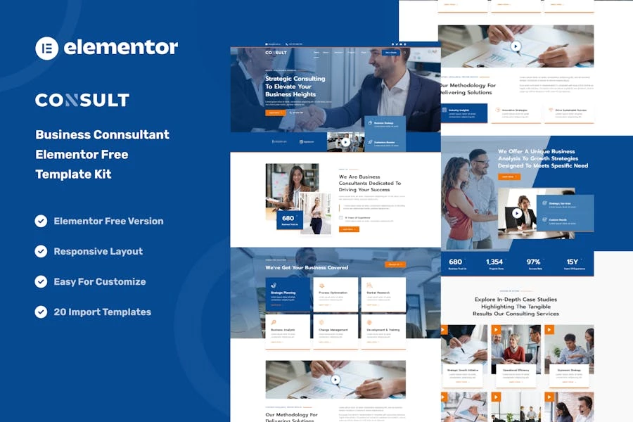 Consult - Kit de plantillas Elementor de Consultoría Empresarial y Estrategia