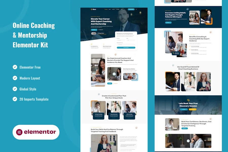 Goro - Template Kit Elementor para coaching y tutoría en línea