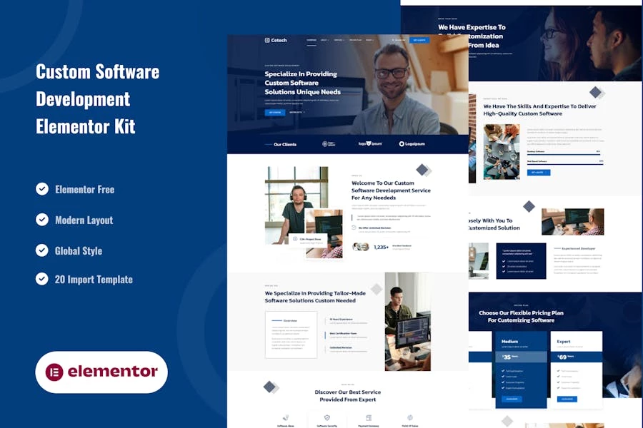 Cetech - Template Kit Elementor para servicios de desarrollo de software personalizados