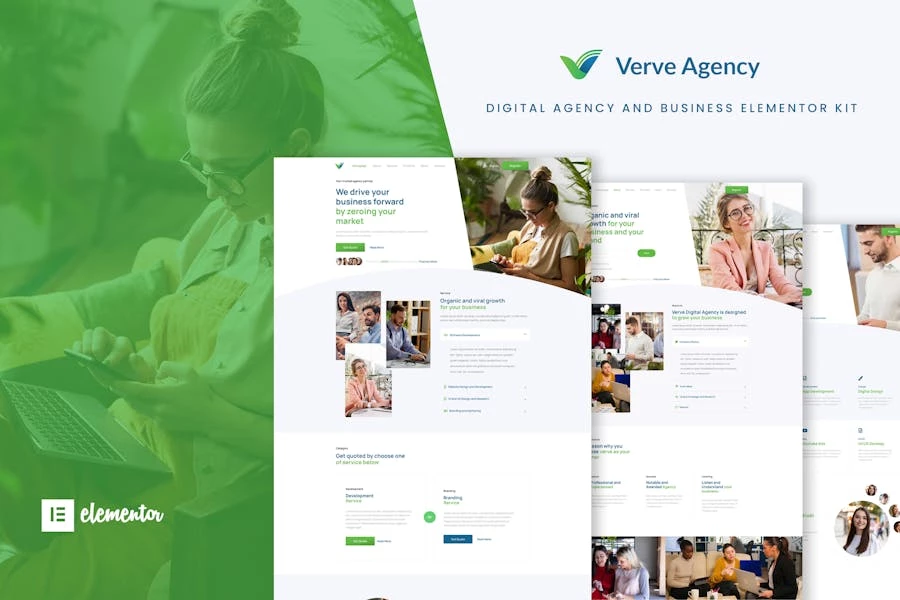 Verve - Kit de plantillas Elementor Pro para creatividad y negocios