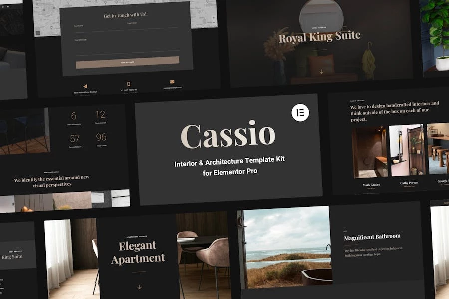 Cassio - Kit de plantillas Elementor Pro para interiores y arquitectura