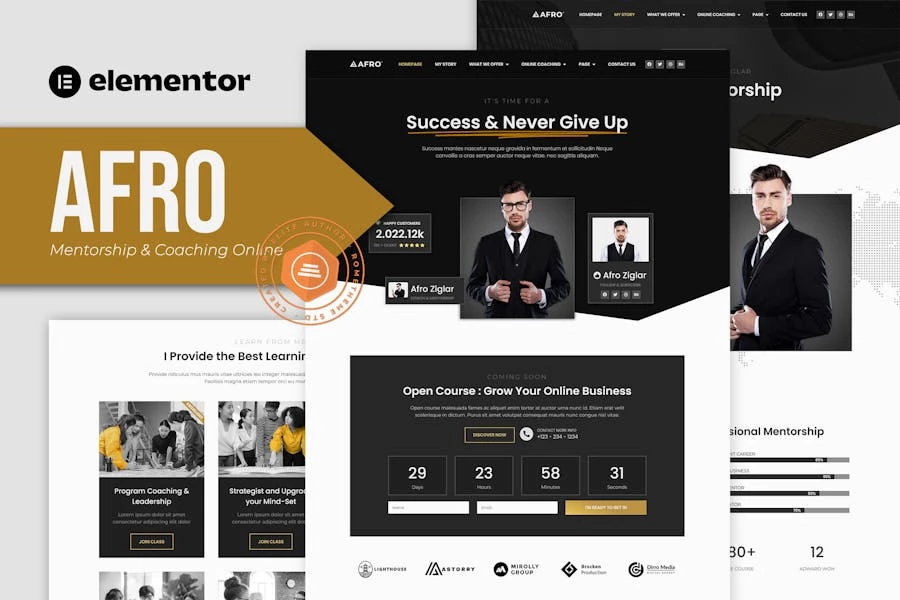AFRO - Template Kit Elementor en línea de mentoría y entrenamiento