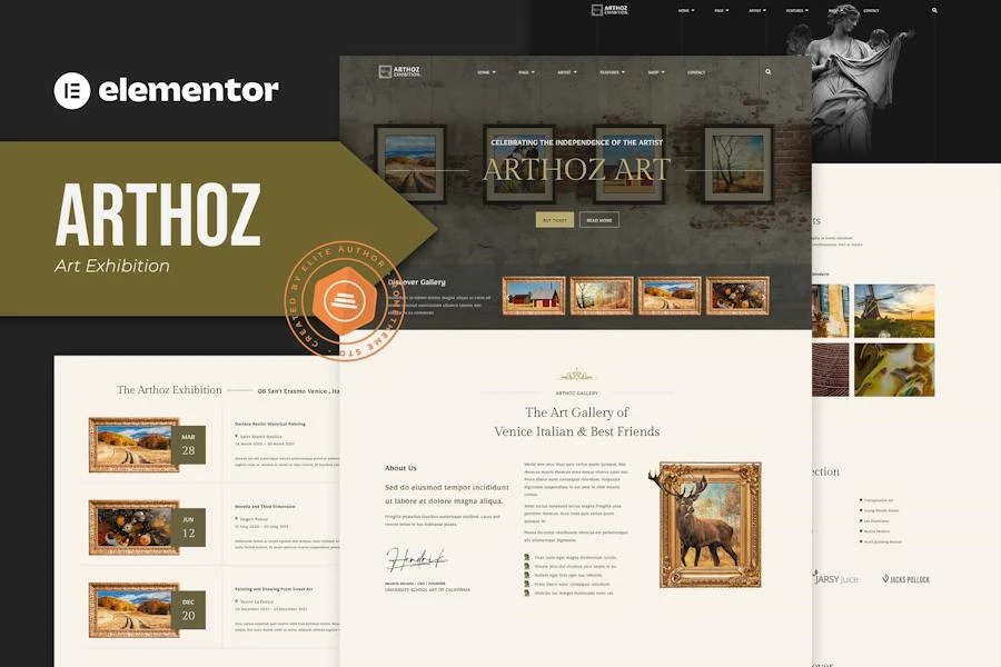 Arthoz - Kit de Plantilla Elementor para exposiciones de arte