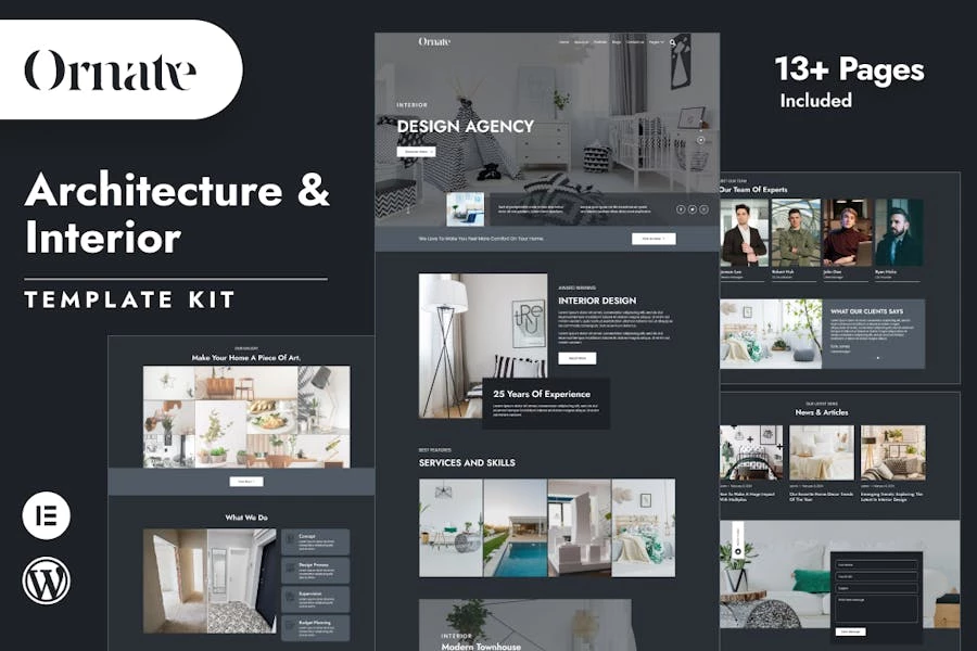 Ornate - Kit de plantillas Elementor para arquitectura e interiorismo