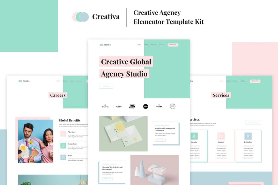 Creativa - Kit de plantillas Elementor para agencias digitales