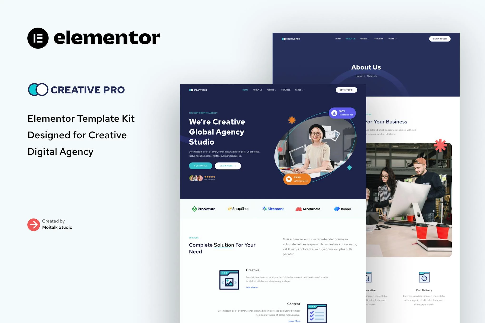 Creativepro - Kit de plantillas Elementor para el estudio de agencias creativas