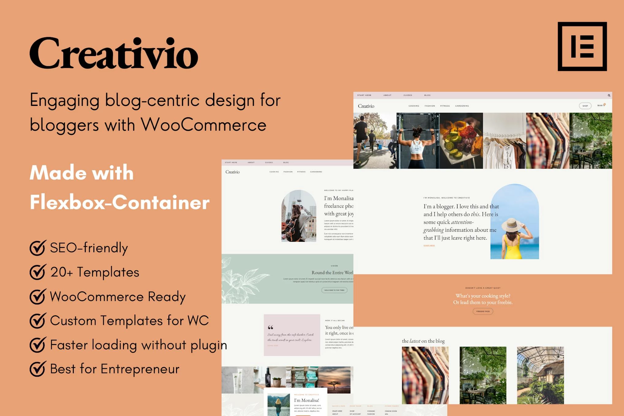Creativio - Kit de plantillas Elementor para blogueros y emprendedores