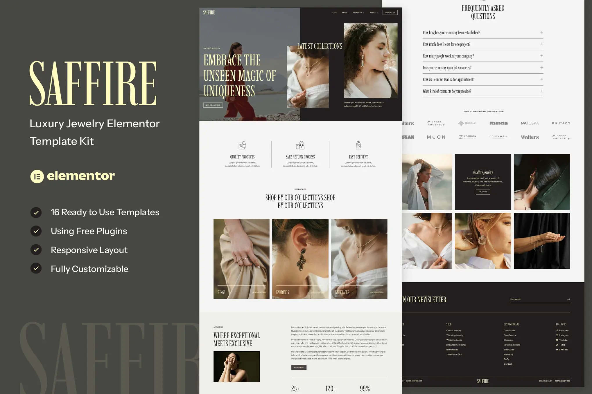 Saffire - Kit de plantillas Elementor para joyas de lujo