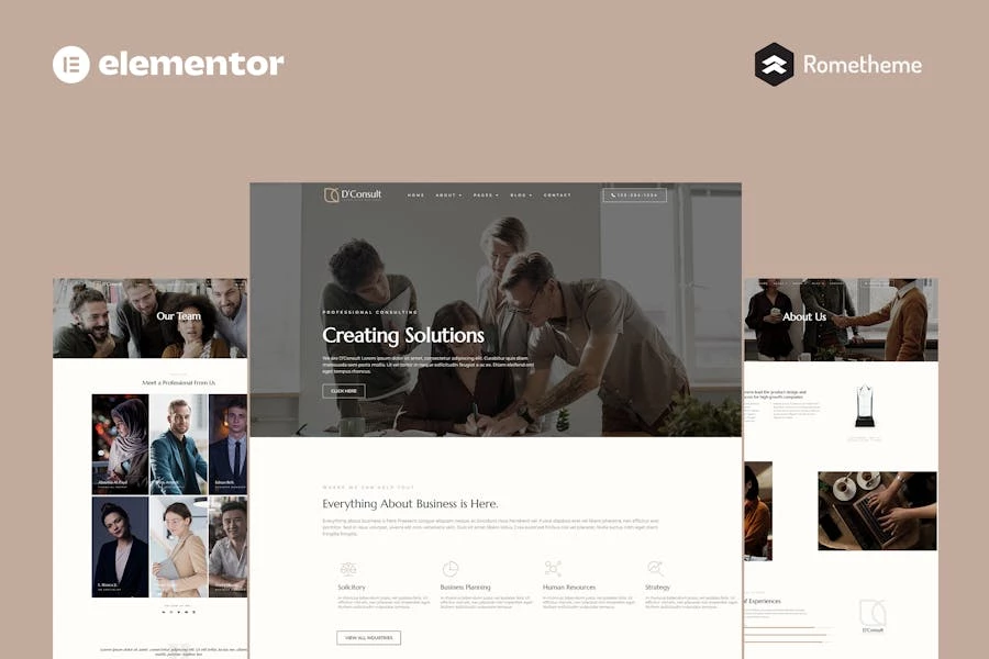 D'Consult - Template Kit de sitio completo de Business Consulting Elementor Pro