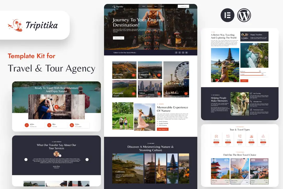 Tripitika — Kit de plantillas Elementor para agencias de turismo y viajes