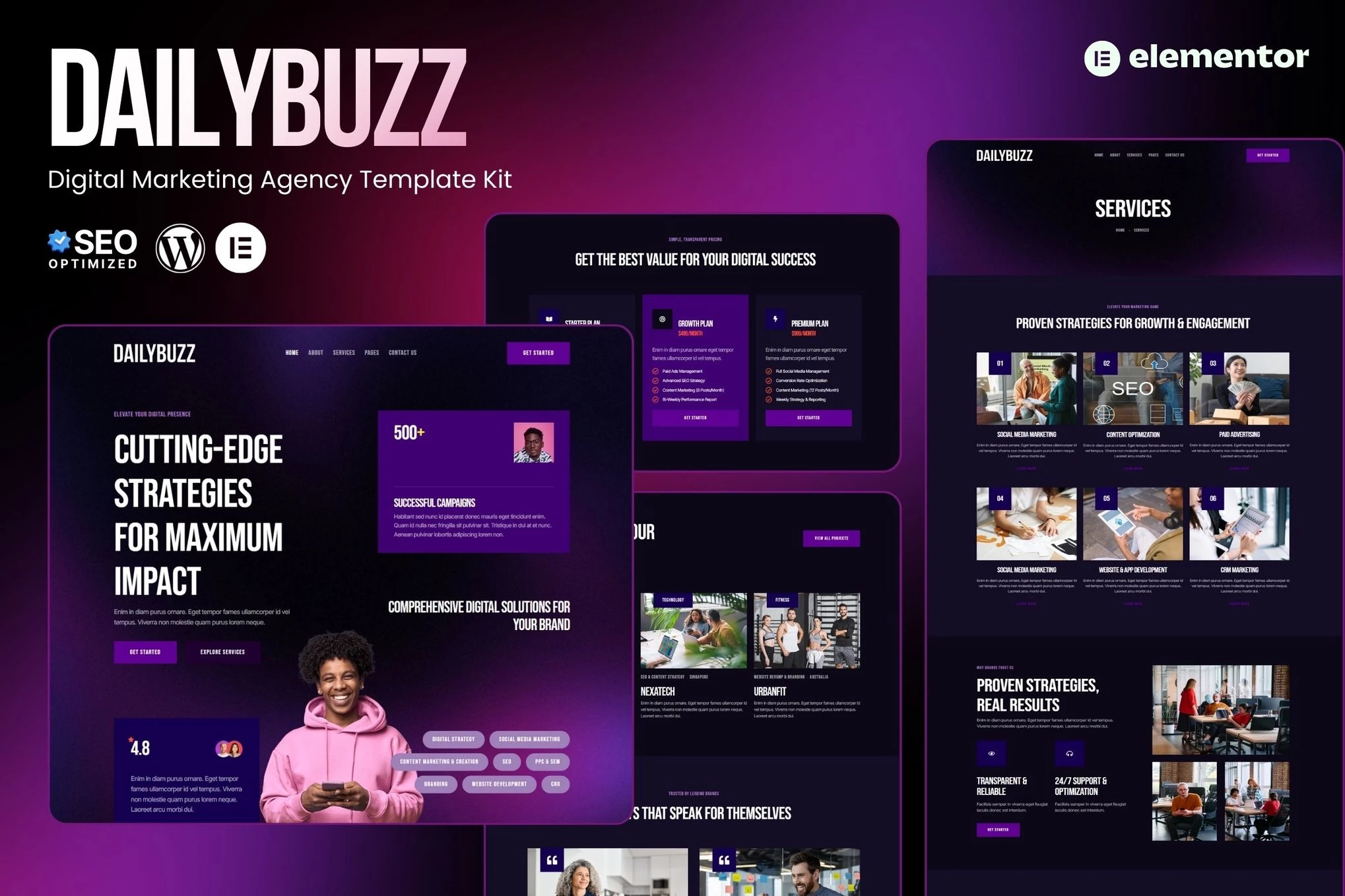 DailyBuzz - Kit de plantillas de elementos para agencias digitales