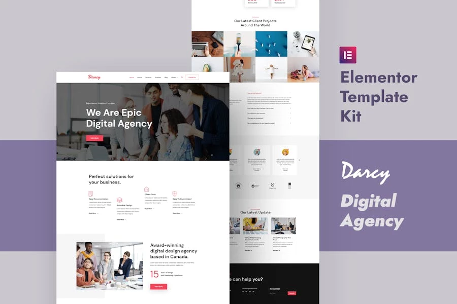 Darcy - Kit de Plantillas Elementor para Agencia Creativa