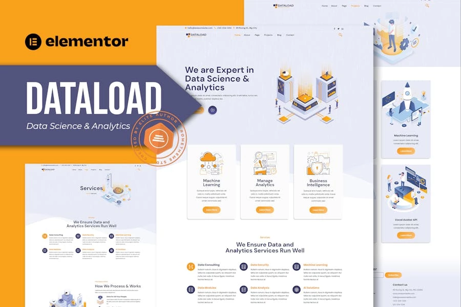 Dataload - Template Kit Elementor de ciencia de datos y análisis