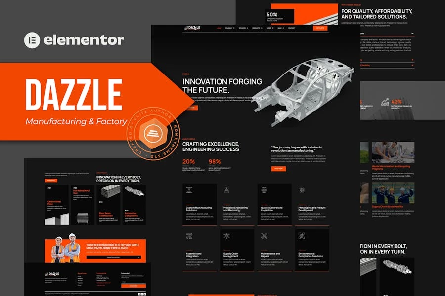 Dazzle - Kit de plantillas Elementor Pro para fabricación y fábrica