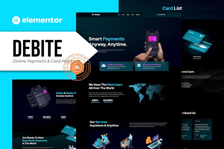 Débito - Template Kit de Elementor de pago con tarjeta y pago en línea