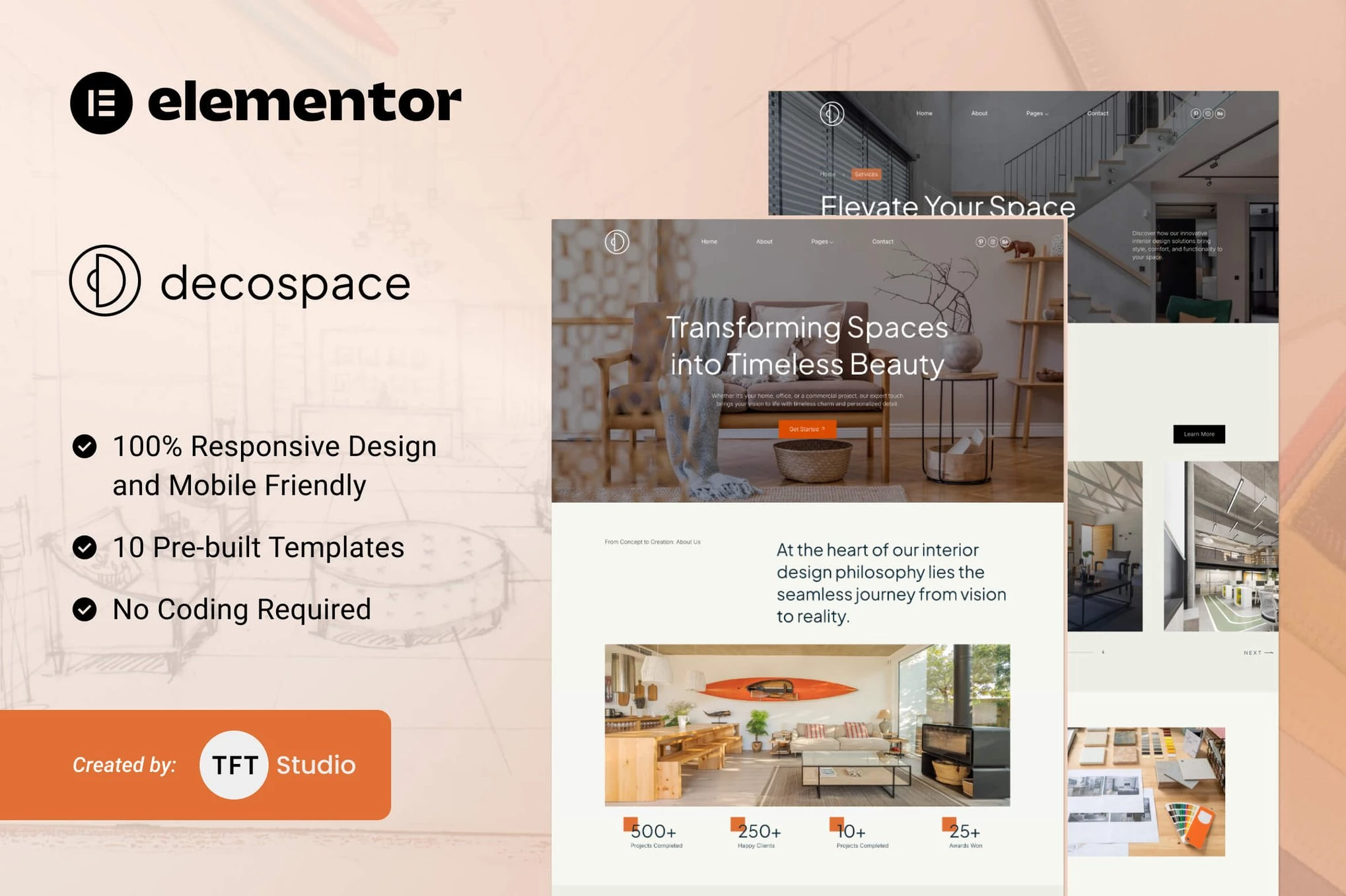 Decospace - Elegante kit de plantillas Elementor para decoración del hogar