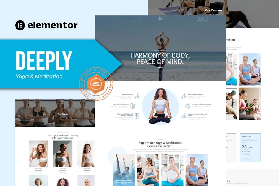 Deeply - Kit de plantillas Elementor para yoga y meditación
