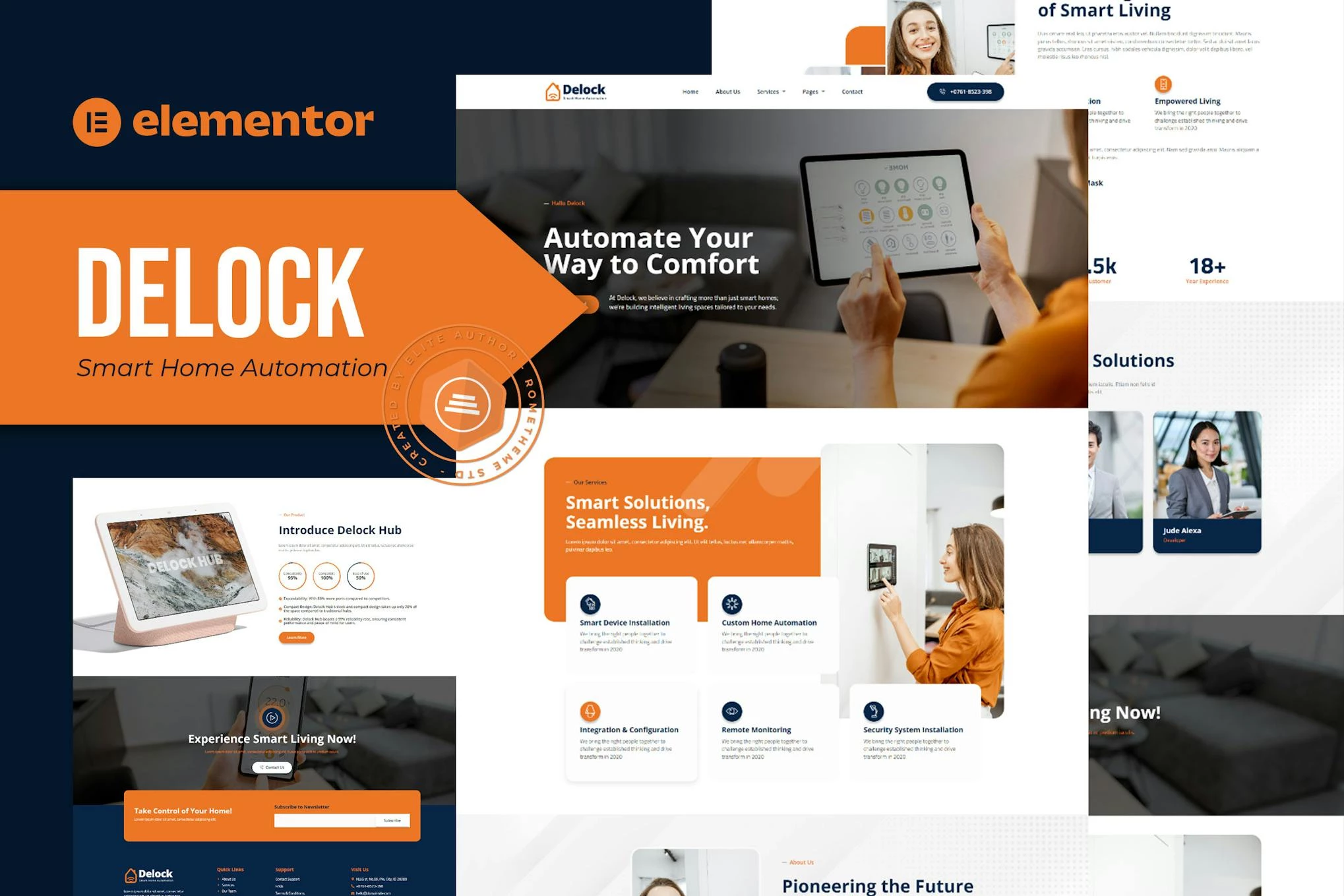 Delock - Kit de plantillas Elementor para automatización del hogar inteligente