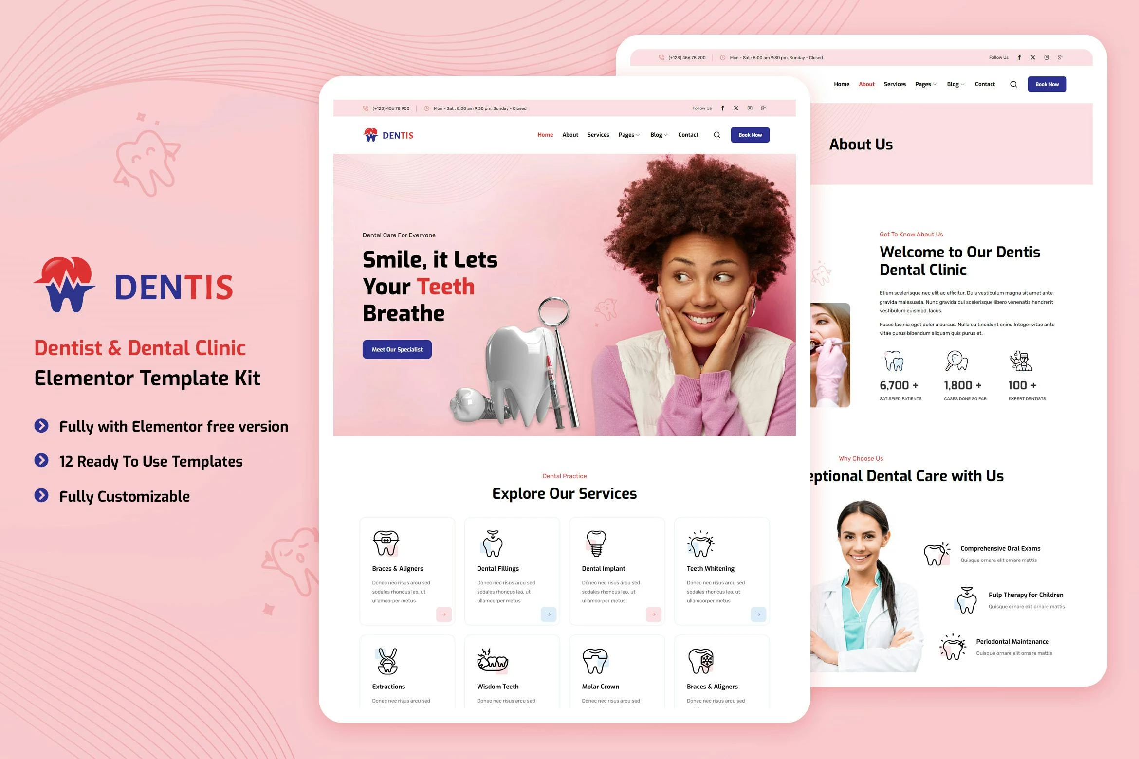 Dentis — Kit de plantillas Elementor para dentistas y clínicas dentales