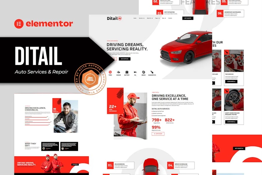 Detail - Kit de plantillas Elementor Pro para servicios y reparaciones de automóviles