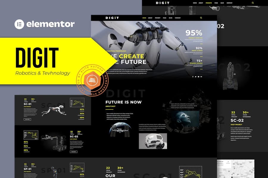 Digit - Template Kit Elementor de robótica y tecnología