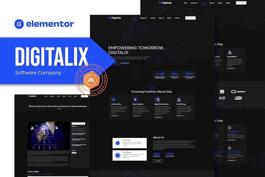 Digitalix - Kit de plantillas Elementor Pro de la empresa de software