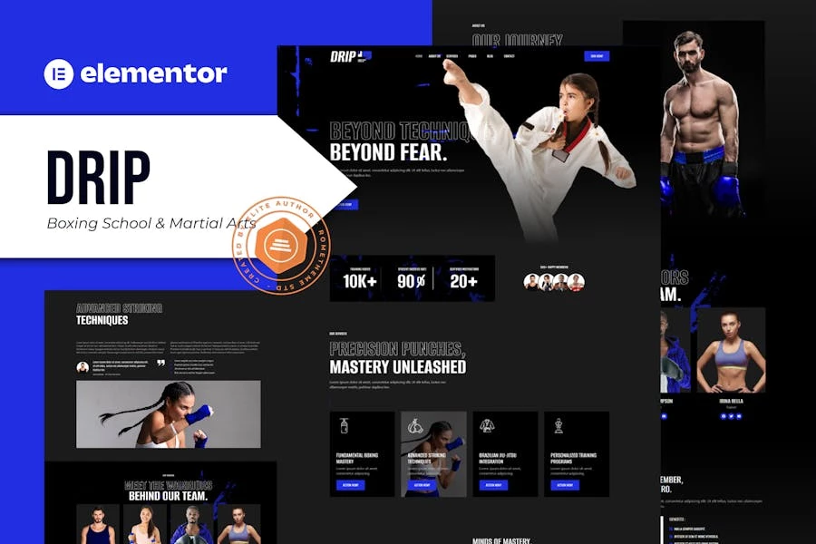 Drip - Kit de plantillas Elementor para escuelas de boxeo y artes marciales
