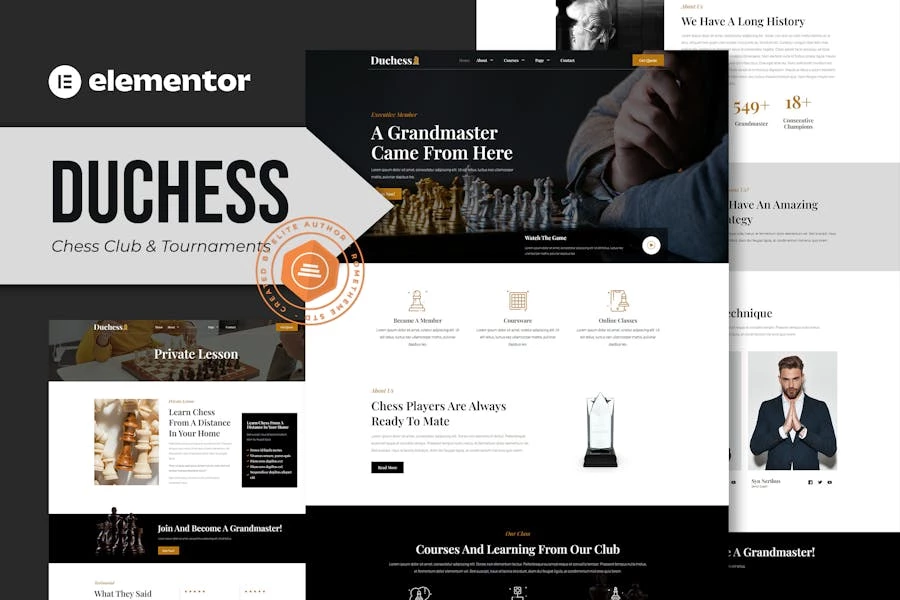Duchess - Template Kit Elementor para Club de Ajedrez y Torneo