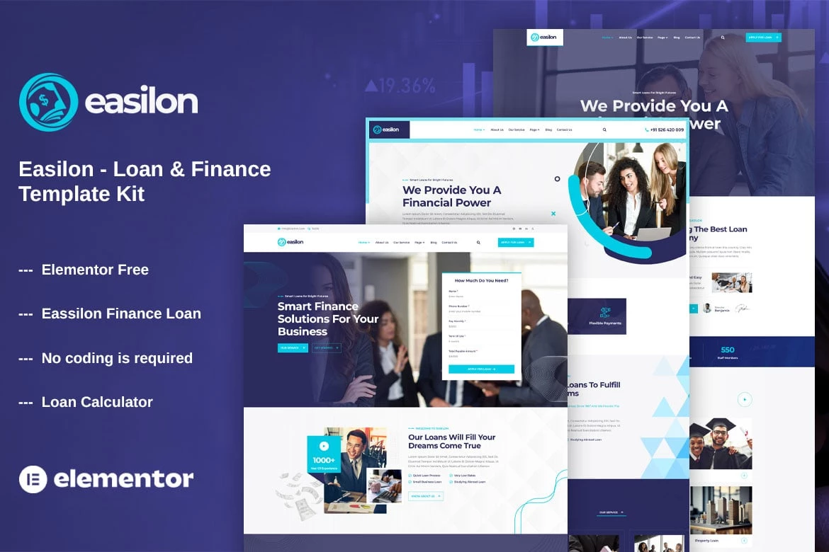 Easilon - Kit de plantillas para préstamos y finanzas